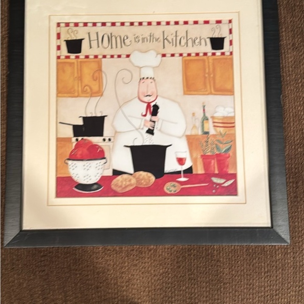 Chef Kitchen Wall Art with Black and Red Accents